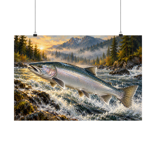 Silver Run Coho Salmon poster wall art, 24x16 size view