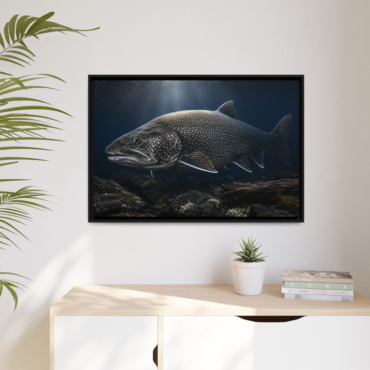 The Ancient One Lake Trout framed canvas wall art, view 5