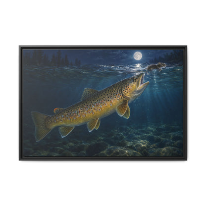 Midnight Mouse Brown Trout framed canvas, 18x12 size view