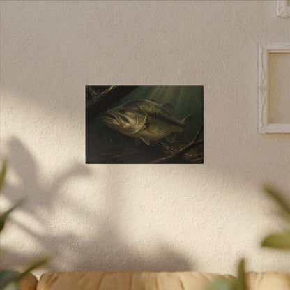 Timber Ambush Largemouth Bass canvas hanging in a living room