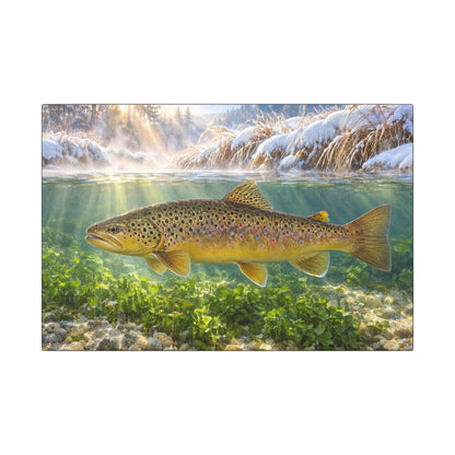 Winter Spring Creek Brown Trout canvas, 18x12 size view