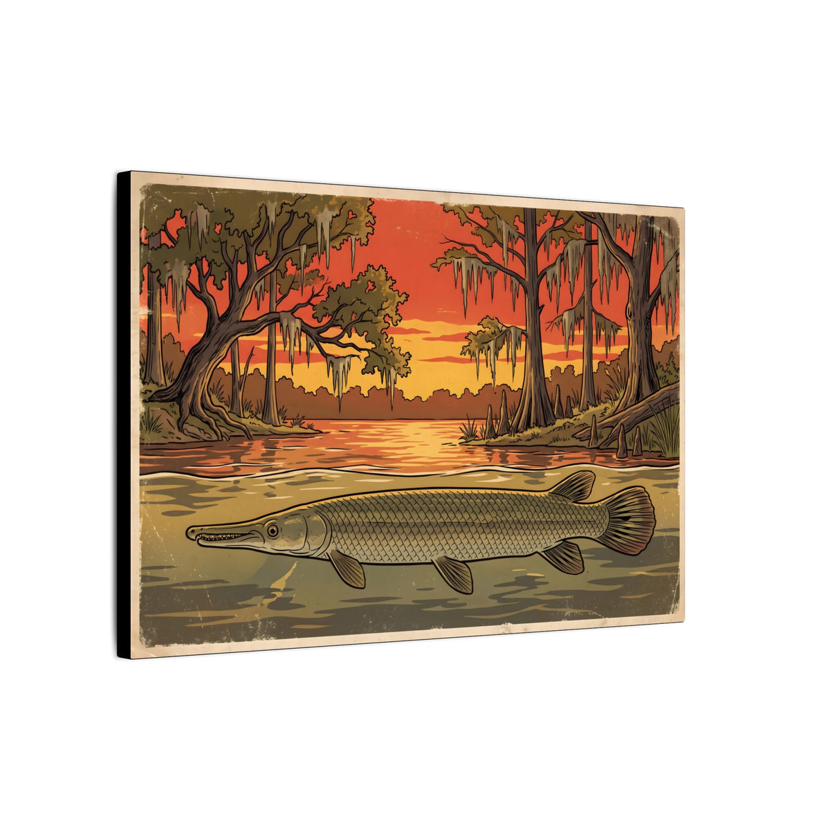Alligator Gar Texas Sunset canvas wall art, view 4