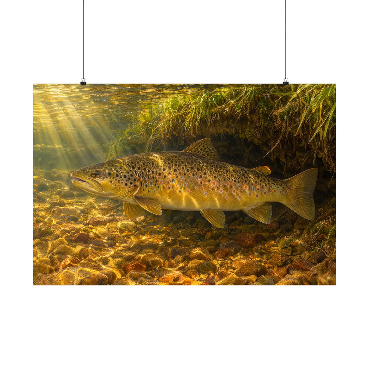 Golden Undercut Brown Trout poster wall art, 36x24 size view