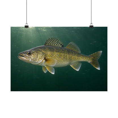 Big Water Trophy Walleye poster wall art, 24x16 size view