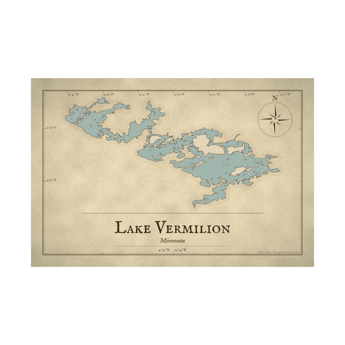 Lake Vermilion Vintage Map poster wall art, view 4