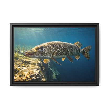 Northern Pike Deep Water Cruise Framed Canvas wall art, view 2