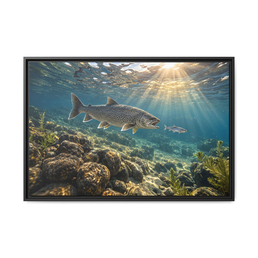 Cisco Chase Lake Trout framed canvas, 18x12 size view