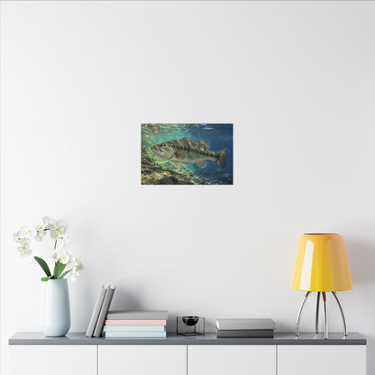 Blue-Green Current Seam Largemouth Bass canvas in a home office