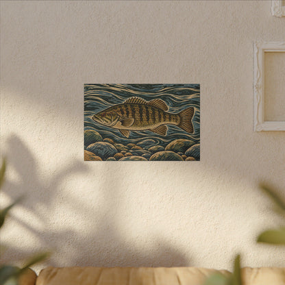 Woodcut River Smallmouth Canvas wall art, view 5