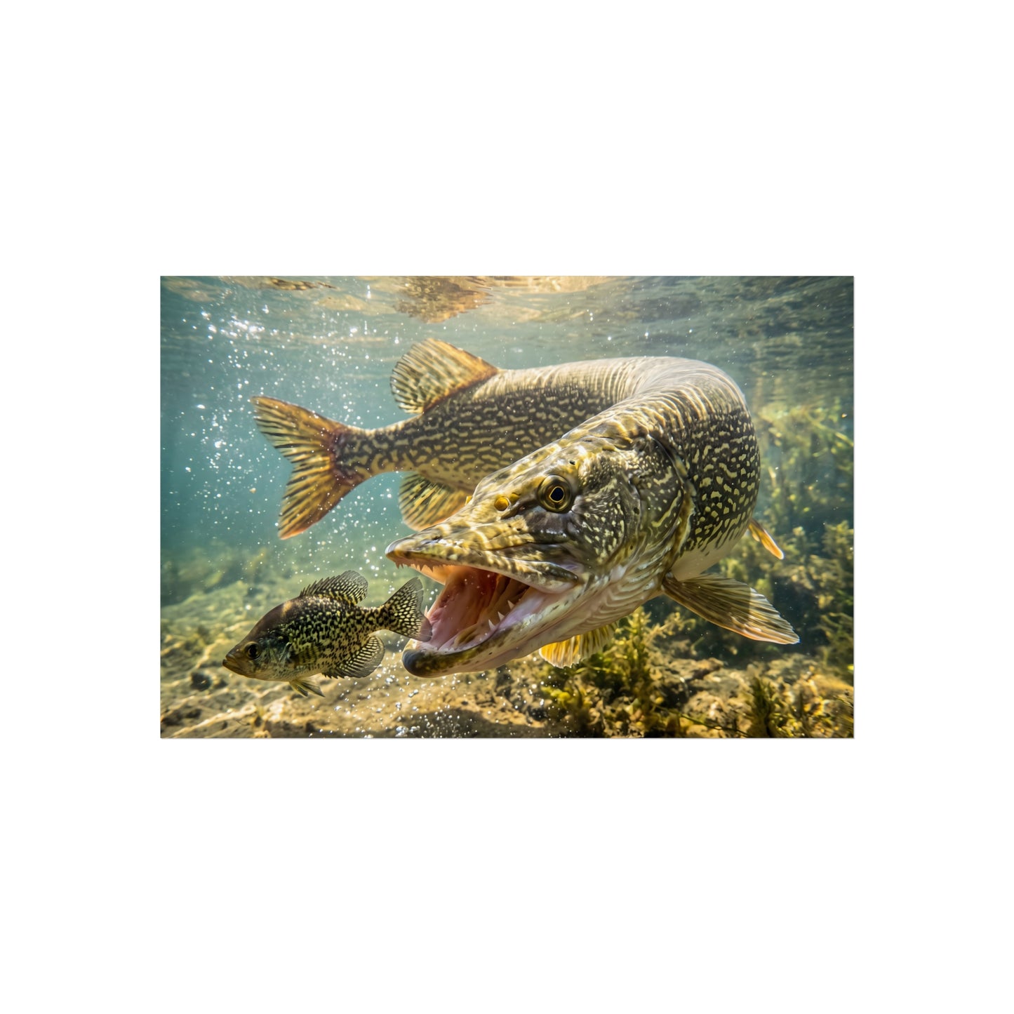 Northern Pike Crappie Chase Fine Art Print — Museum-Quality Giclée for Anglers