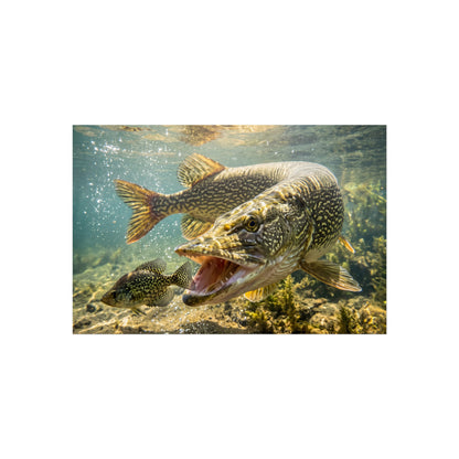 Northern Pike Crappie Chase Fine Art Print — Museum-Quality Giclée for Anglers