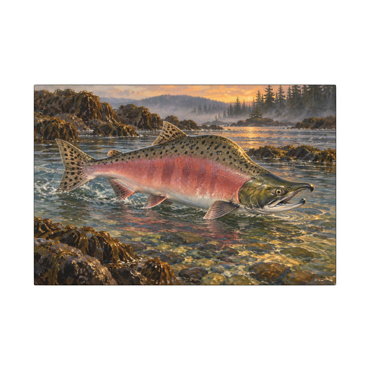 Alaskan Dusk Pink Salmon canvas wall art
