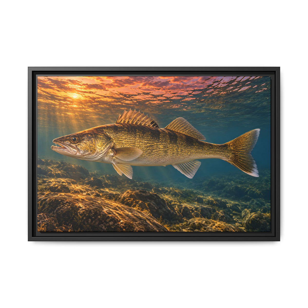 Last Light Walleye framed canvas, 36x24 size view