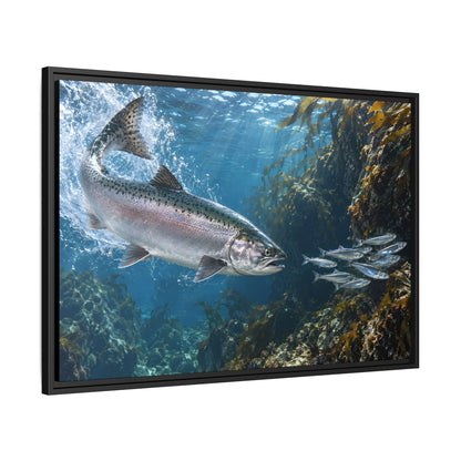 Silver Torpedo Chinook Salmon framed canvas wall art, view 4