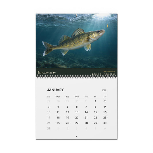 2027 Walleye Wall Calendar — Fish Art with Best Fishing Days