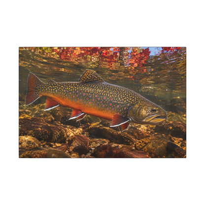 Crimson October Brook Trout canvas wall art