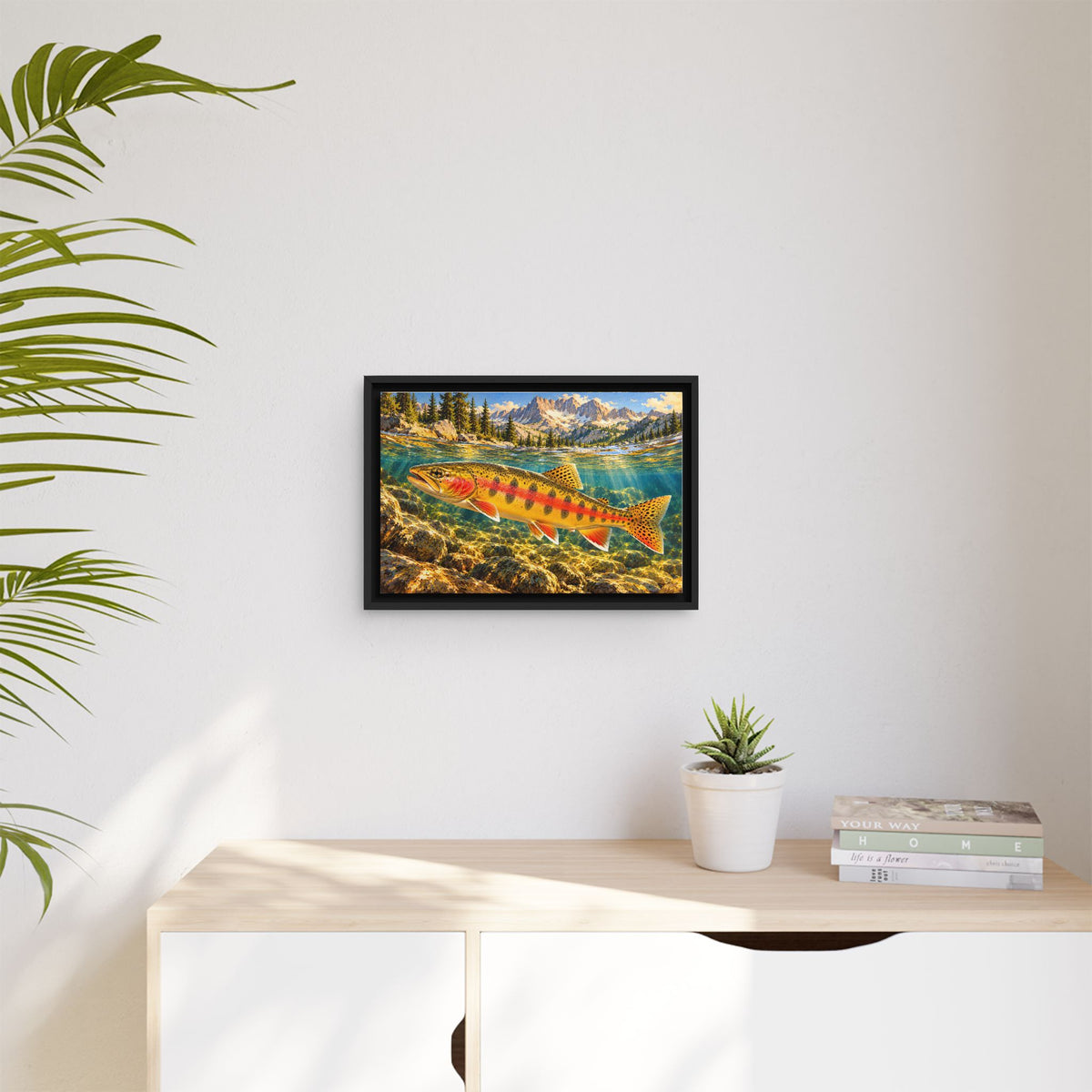 Beneath Alpine Peaks Golden Trout framed canvas wall art, view 5