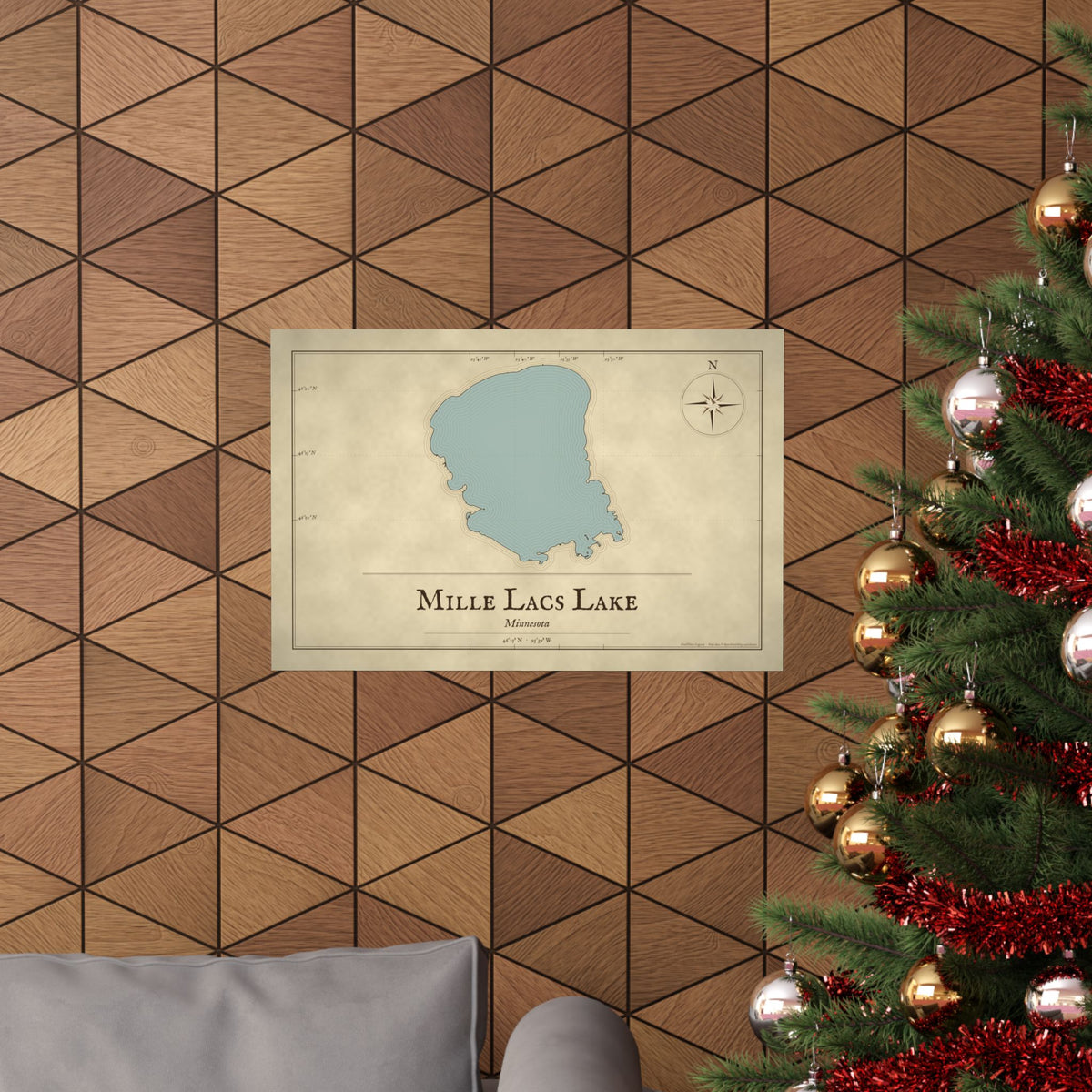 Mille Lacs Lake Vintage Map poster wall art, view 6