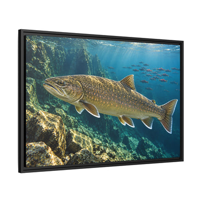 Pend Oreille Giant Bull Trout framed canvas, side angle
