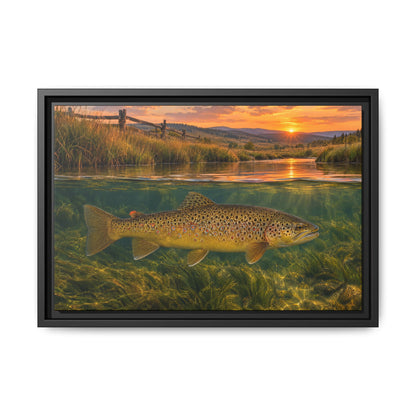 Meadow Over-Under Brown Trout framed canvas, 24x16 size view