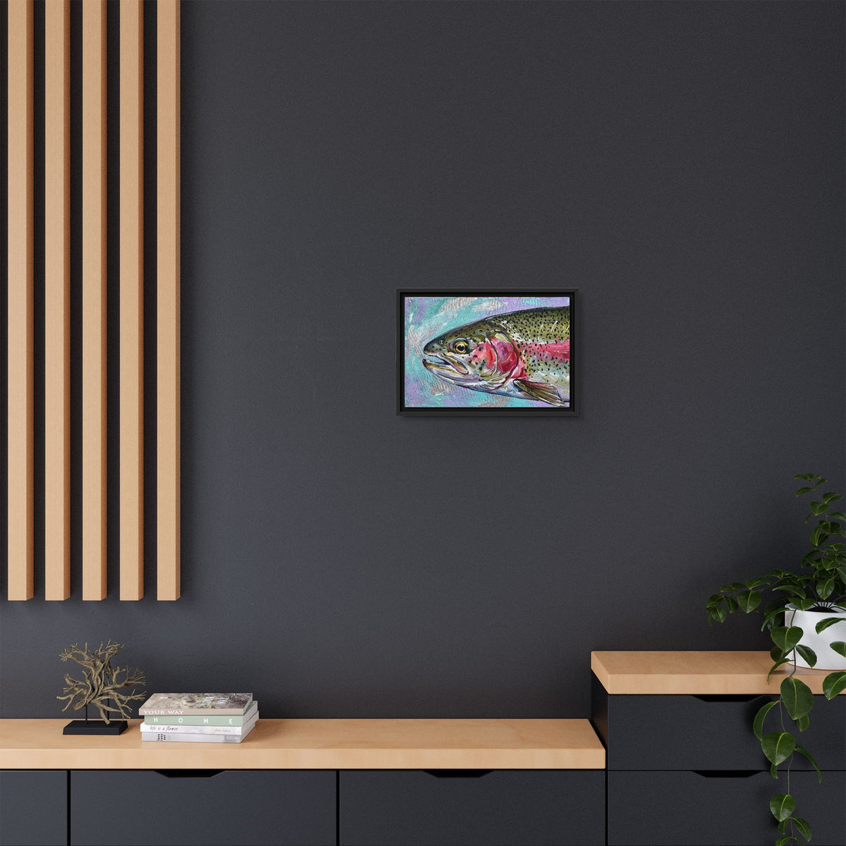 Legends Bold Close-Up River Rainbow Trout framed canvas wall art, view 6