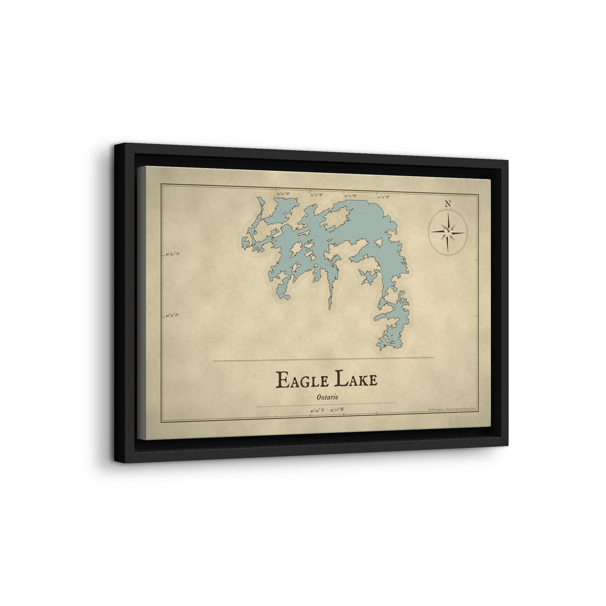 Eagle Lake Vintage Map framed canvas wall art, view 4