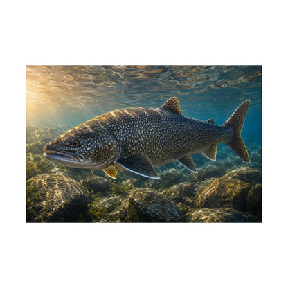 Lake Trout Shallow Reef at Sunrise Poster — Golden Hour Matte Wall Art for Anglers