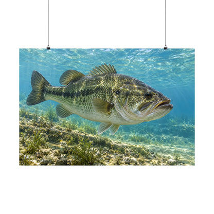 Aqua After the Wind Largemouth Bass poster wall art, 36x24 size view