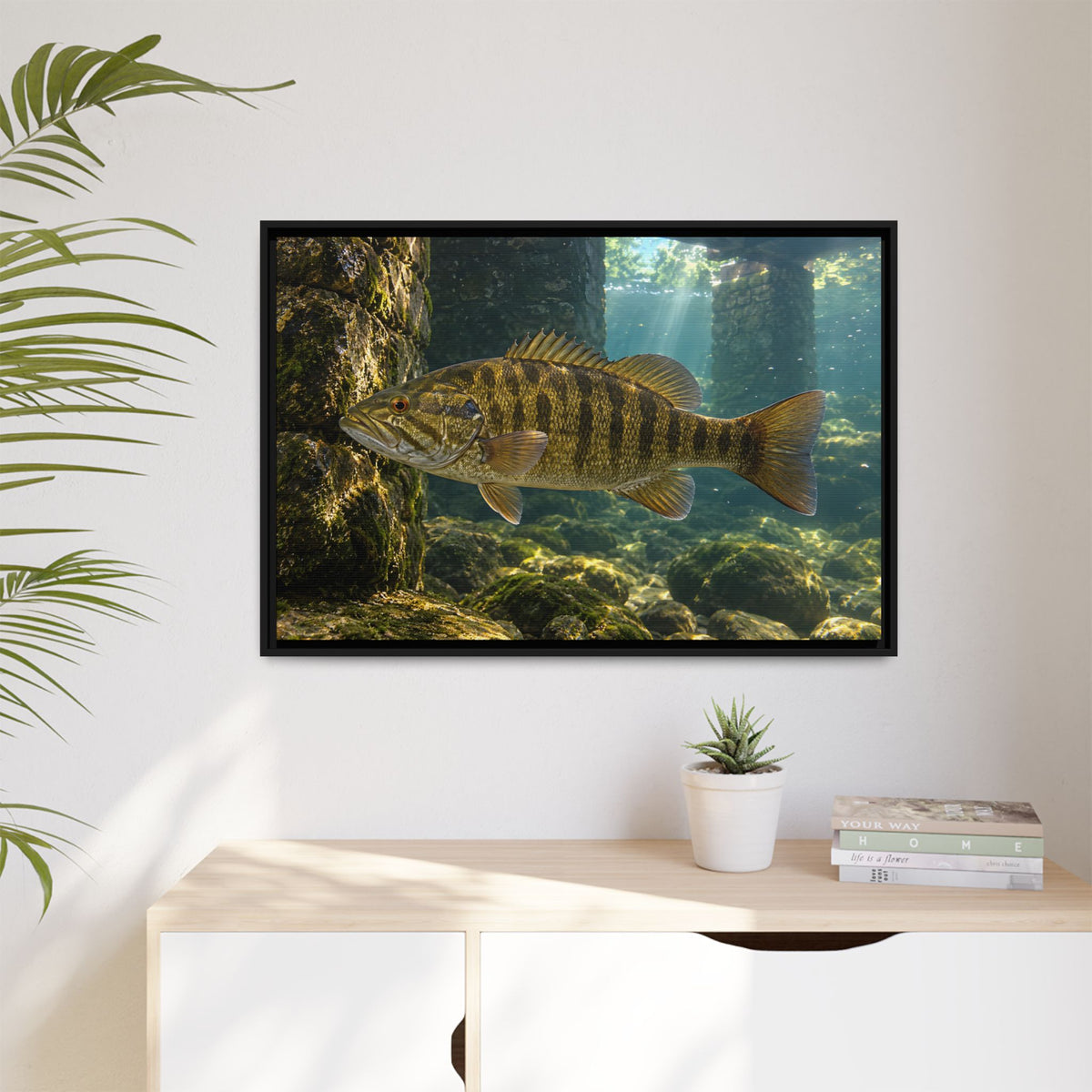 Bridge Pilings Smallmouth Framed Canvas wall art, view 5