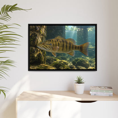 Bridge Pilings Smallmouth Framed Canvas wall art, view 5