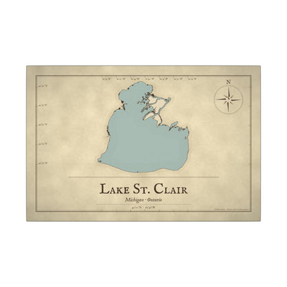 Lake St. Clair Vintage Map canvas wall art, view 2