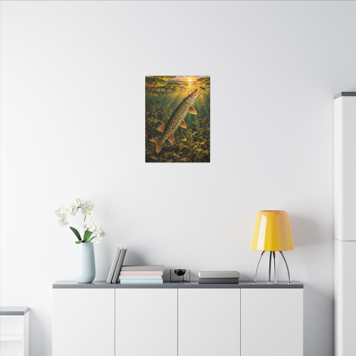 Golden Hour Northern Pike Painting canvas wall art, view 6