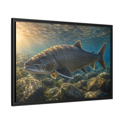 Shallow Reef at Sunrise Lake Trout framed canvas wall art, view 4
