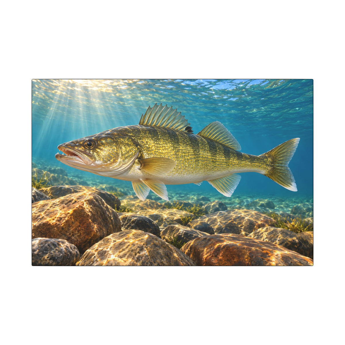 Golden Rock Reef Walleye canvas, 18x12 size view