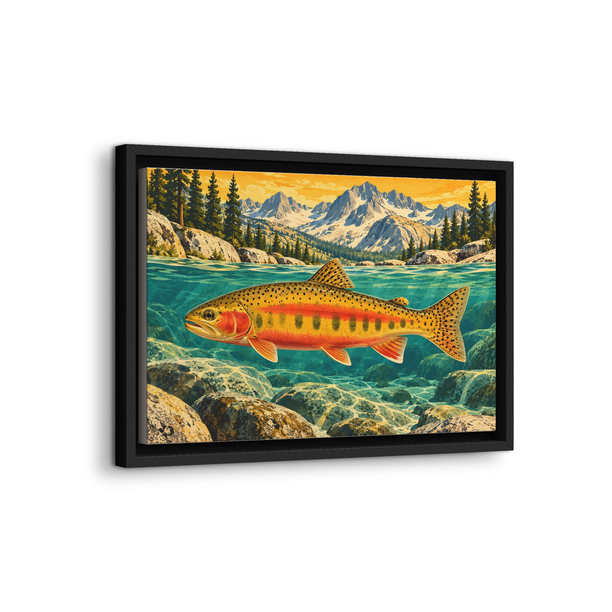 Sierra Peaks Golden Trout framed canvas wall art, view 4