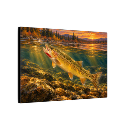 Red Throat at Dusk Cutthroat Trout canvas, side angle