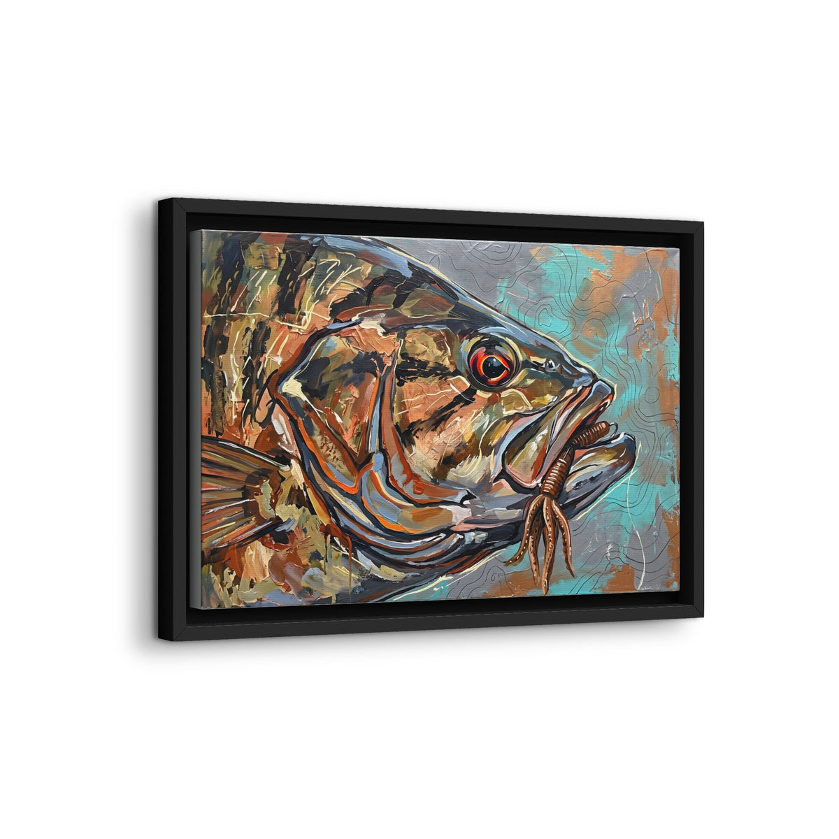 Legends Bold Close-Up Rocky Point Smallmouth Bass framed canvas wall art, view 4