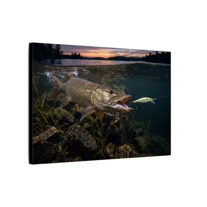 Chartreuse Sunset Jerkbait Strike Muskie canvas side angle