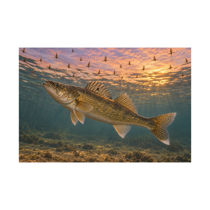 Mayfly Hatch Evening Walleye fishing poster close-up