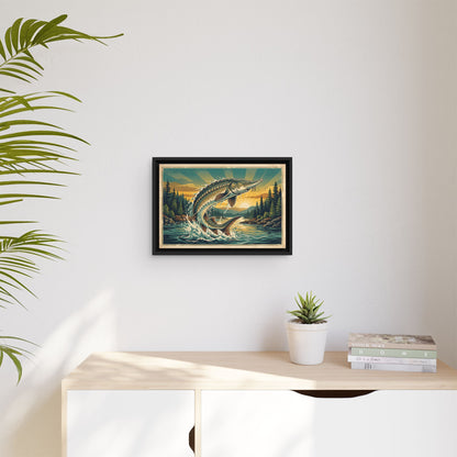 Sturgeon Sunrise Breach framed canvas wall art, view 5