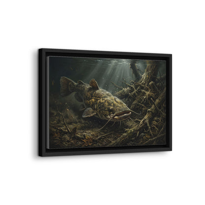 Flathead Catfish Log Jam framed canvas wall art, view 4