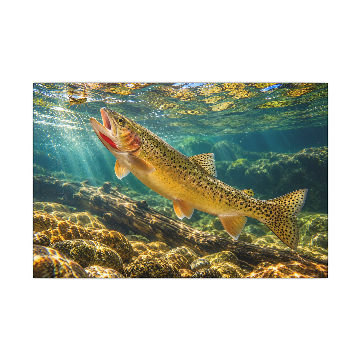 Rising to the Hopper Cutthroat Trout canvas, 18x12 size view
