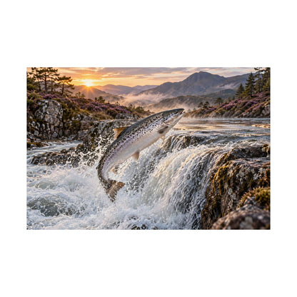 Mountain Falls Leap Salmon poster wall art, view 4