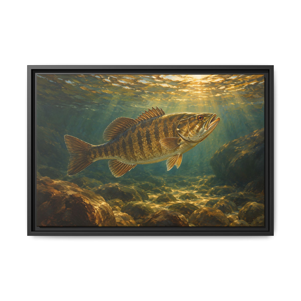 Bronzeback Rising Smallmouth Framed Canvas wall art, view 3
