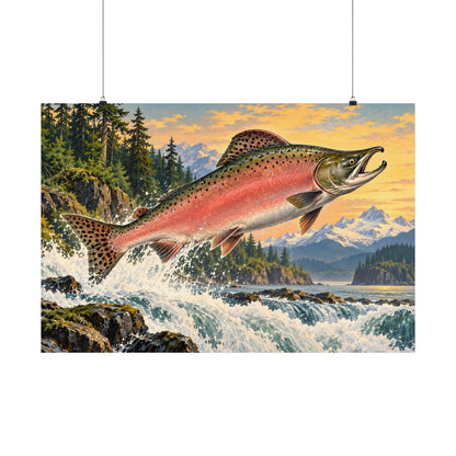 North Coast Leap Pink Salmon poster wall art, view 3