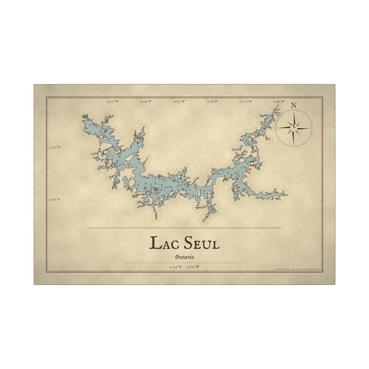 Lac Seul Vintage Map canvas wall art, view 3
