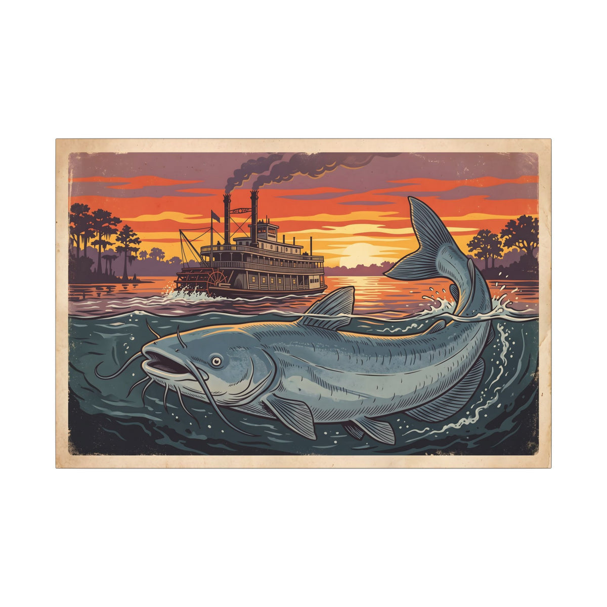 Blue Catfish Riverboat canvas wall art, view 3