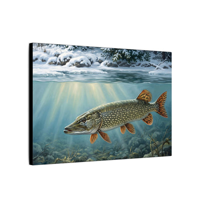 First Snow Northern Pike canvas, side angle