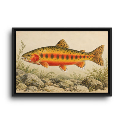 Vintage Stream Study Golden Trout framed canvas wall art, view 2