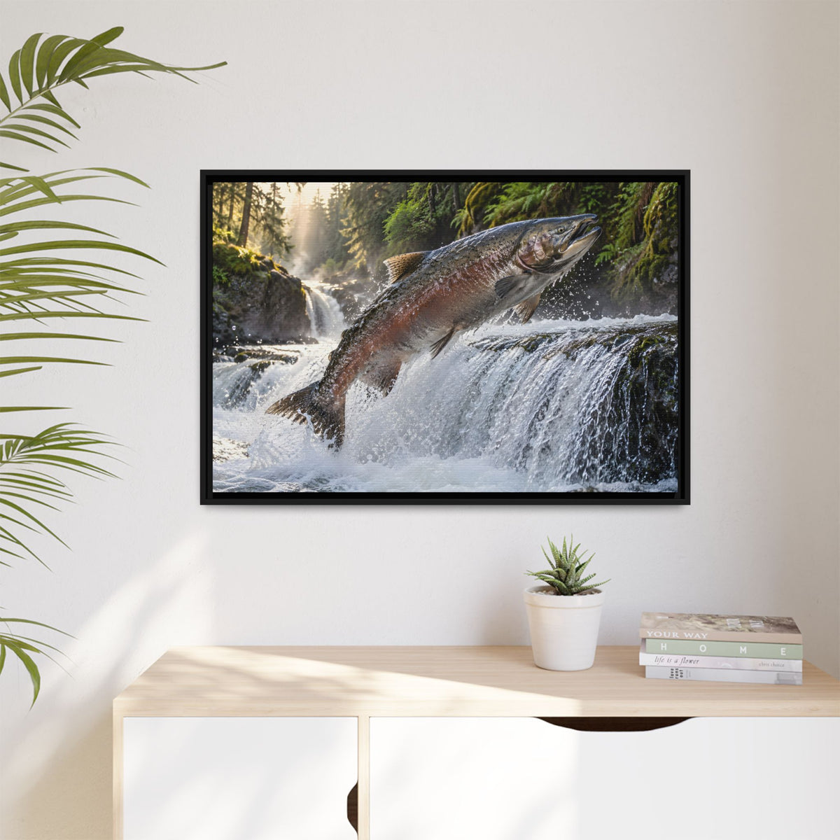 King of the Emerald Shallows Chinook Salmon framed canvas wall art, view 5